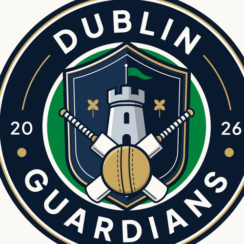 Cricket design with the title 'DUBLIN GUARDIANS CRICKET'