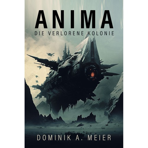 Spaceship design with the title 'book cover'