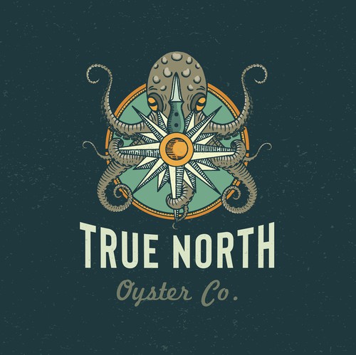 Compass design with the title 'Colorful hand drawn logo for oyster company '