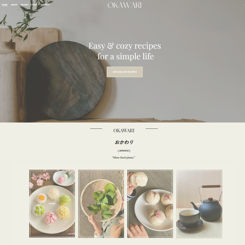 Travel design with the title 'Okawari Japanese Recipes & More'
