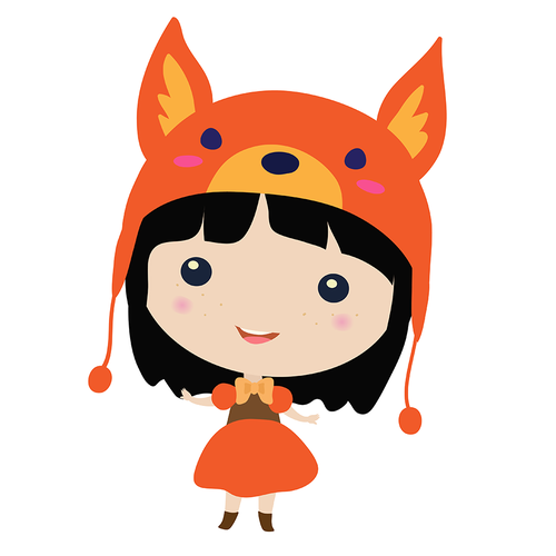 Little design with the title 'Cute little fox girl. '