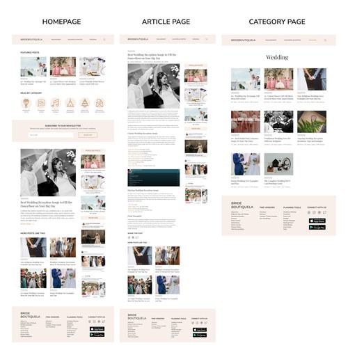 Bridal design with the title 'Website design for a Bridal Blog '