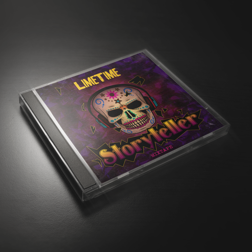 Mixed media design with the title 'LIMETIME_Storyteller_Album_Cover'