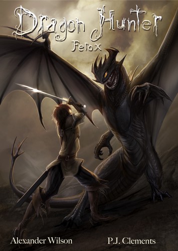 Dragon artwork with the title 'Book cover Dragon hunter'