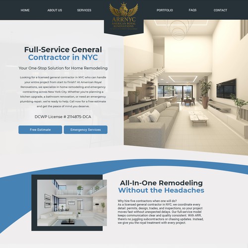 Construction website with the title 'Web page design'