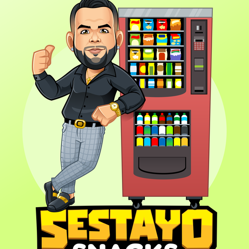 Cartoon brand with the title 'Sestayo Snacks Mascot and Logo Design'