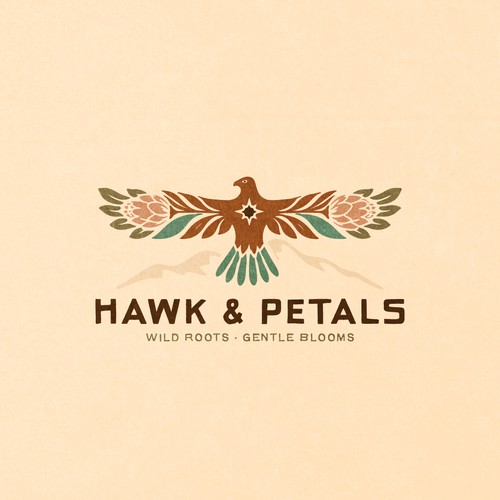 Design with the title 'Visual Identity for Hawk & Petals'