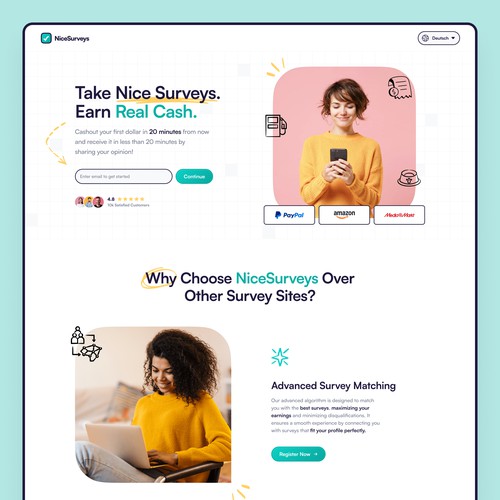 Survey design with the title 'Nice Surveys Website Design'