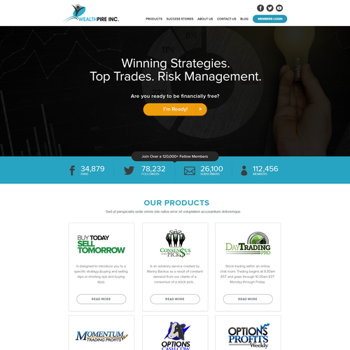Internet website with the title 'website design for Wealthpire Inc.'