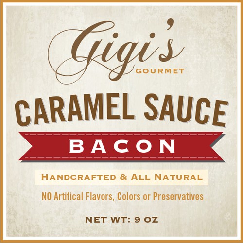 Handcrafted design with the title 'Product label and logo for Gigi's Gourmet'