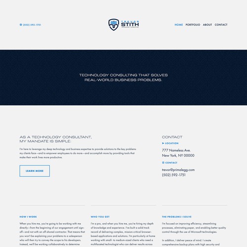 Portfolio website with the title 'A Tonal, Masculine Professional Services Squarespace Website'