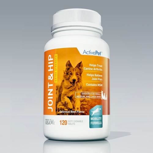 Pet label with the title 'JOINT & HIP LABEL DESIGN'