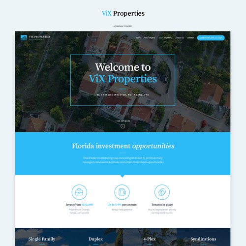 Desktop website with the title 'ViX Properties'