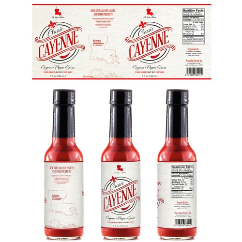 Hot sauce label with the title 'Classic CAYENNE'