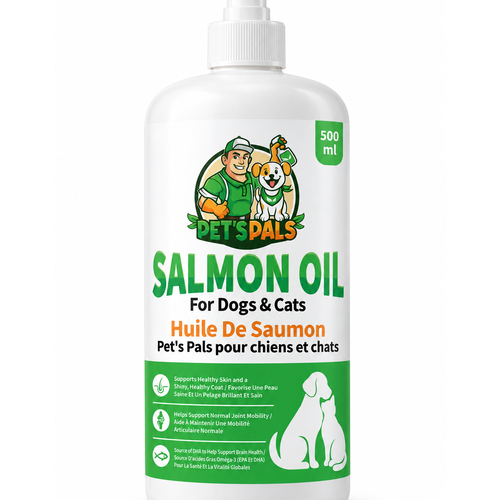 Dog packaging with the title 'Pet’s Pals Salmon Oil Packaging Design'