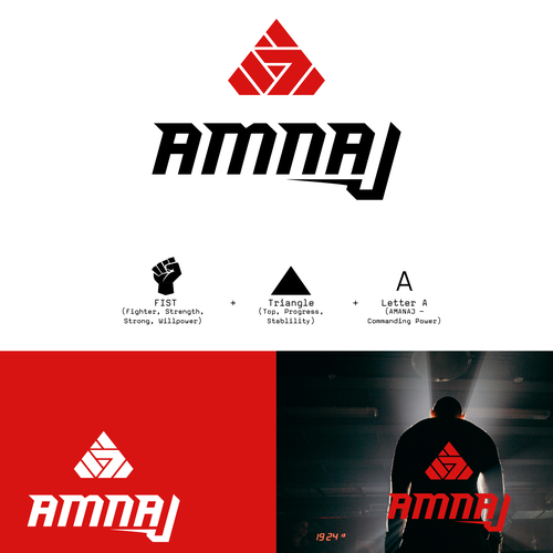 Sports apparel logo with the title 'AMNAJ Branding Design'