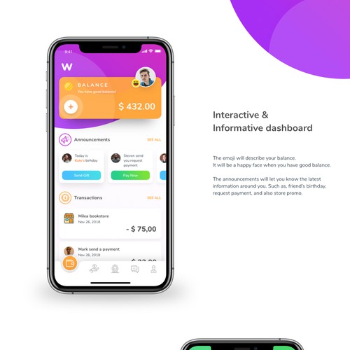 Wallet design with the title 'Wallet app'