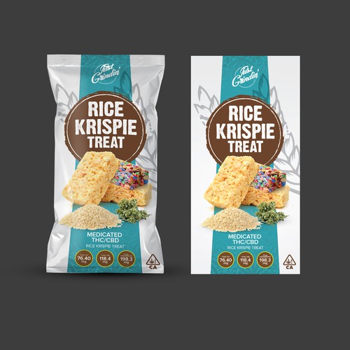 Packaging label with the title 'Medicated Rice Krispie Treat Label'