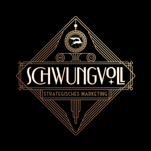 Flying design with the title 'Unique logo inspired by art deco'