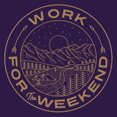 Badge design with the title 'Work For The Weekend'