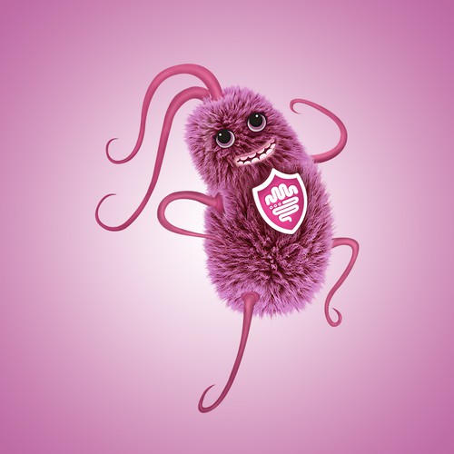 Bacteria design with the title 'Bacterissima Bacteria 3d Character Design'