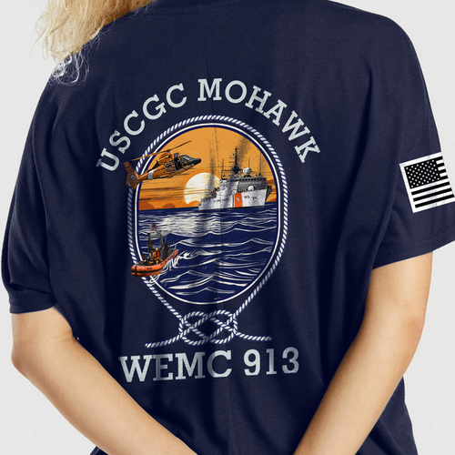 Military t-shirt with the title 'USCGC MOHAWK WEMC 913: Maritime Duty Tribute'