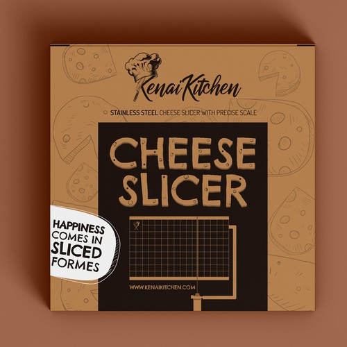 Cheese packaging with the title 'Cheese slicer package'