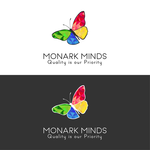 Low poly logo with the title 'Butterfly logo for Monark Minds company'