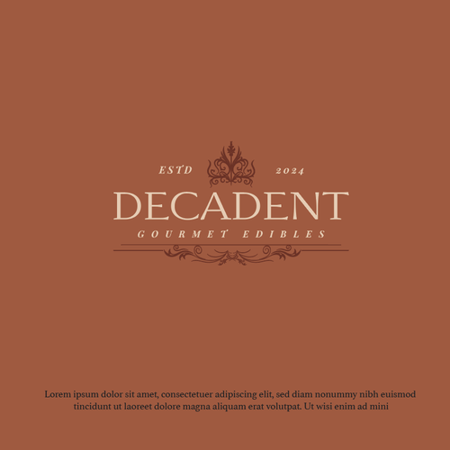 Chocolate bar logo with the title 'DECADENT LOGO DESIGN'