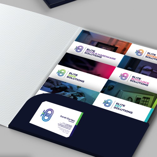 Folder design with the title 'Step-down presentation folder with inserts'