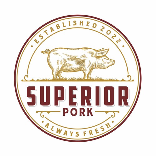 Pork logo with the title 'Pork Drawing Classic Logo'