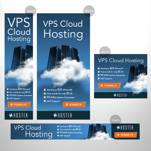 Google Ads design with the title 'Banner ads design for hosting company'