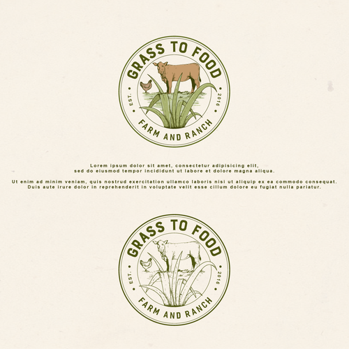 Ranch logo with the title 'Grass to Food Logo'