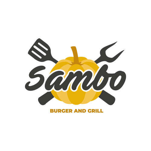 Script brand with the title 'Logo design for a burger and grill restaurant'