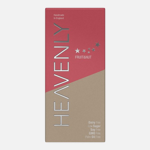 Sleek packaging with the title 'Heavenly Chocolate packaging'