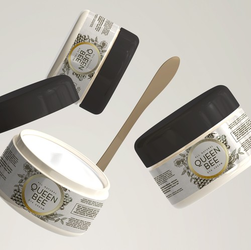 Honey label with the title 'Queen Bee Eyecream Label'