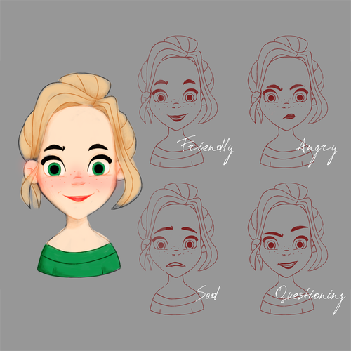 Book illustration artwork with the title 'Quick sketches of character emotions'