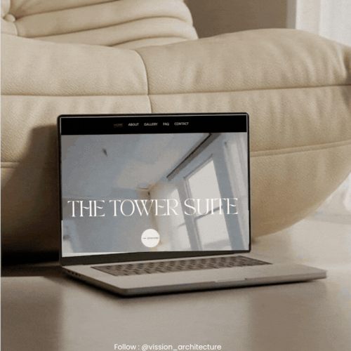 Website with the title 'WEBSITE DESIGN AND DEVELOPMENT FOR TOWER SUITE'