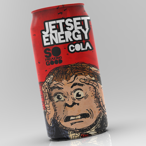 Energy drink label with the title 'jetset cola'