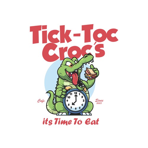 Crocodile logo with the title 'design idea for tick-toc croc's'