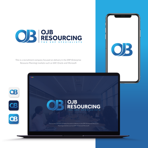 Gradient brand with the title 'Logo & Brand identity for a recruitment Co.'