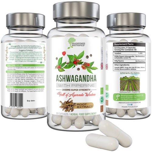 Watercolor label with the title 'Brain Based Product Label Design'