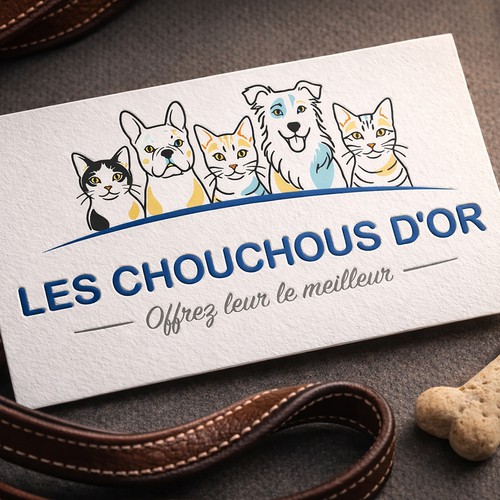 Pet care logo with the title 'Friendly multi-pet mark — illustrative pet care logo'