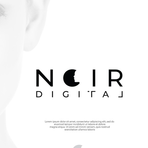 Portrait logo with the title 'Negative space logo design'