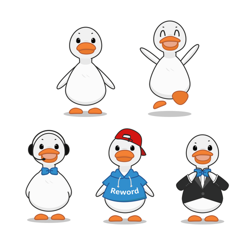 Duck design with the title 'A Cute Character Design for 'Reword' Mascot Contest'