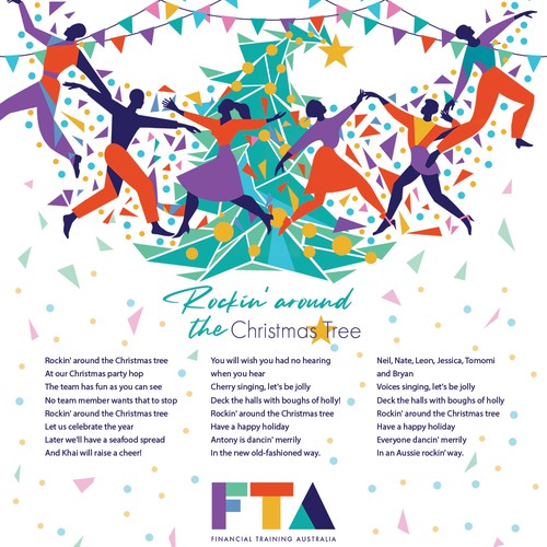 Christmas tree design with the title 'Christmas card from FTA 2023'