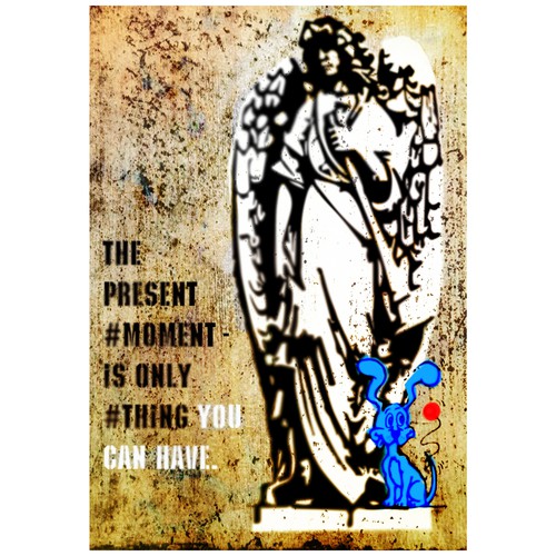Stencil design with the title 'THE PRESENT'