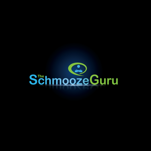 Blue and green logo with the title 'The Schmooze Guru'