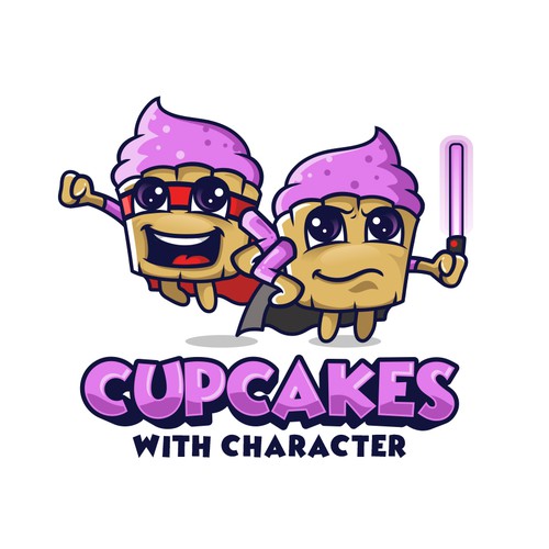 Cupcake design with the title 'CUPCAKES WITH CHARACTER'