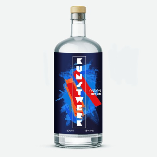 Abstract label with the title 'Label Design for Gin Bottle'